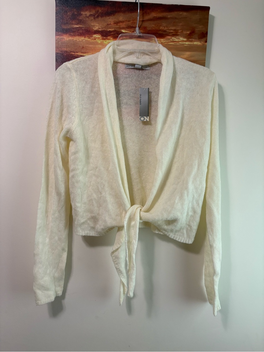 Old navy off white tie sweater lightweight knit M NwT
